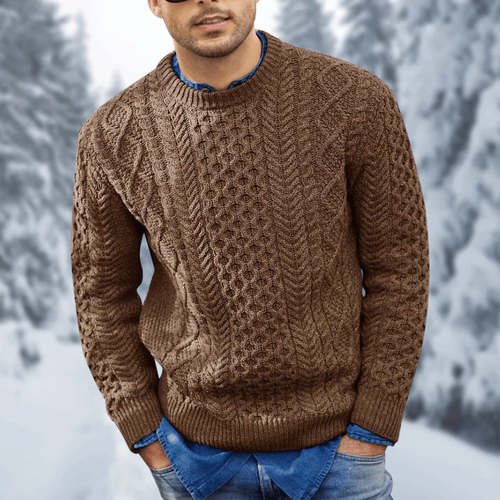 Sterling Men's Cable Knit Sweater – Warm Classic Pullover with Timeless Winter Style