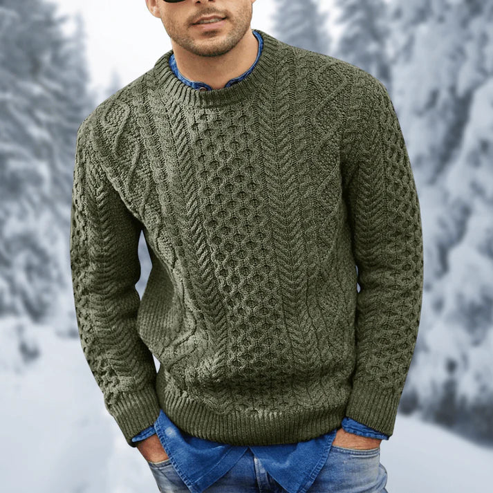 Sterling Men's Cable Knit Sweater – Warm Classic Pullover with Timeless Winter Style
