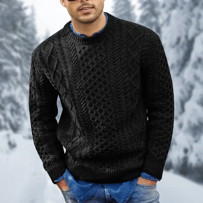 Sterling Men's Cable Knit Sweater – Warm Classic Pullover with Timeless Winter Style