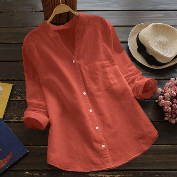 Marlowe Women's Linen Cotton Shirt – Relaxed Button-Up Blouse with Breathable Everyday Comfort