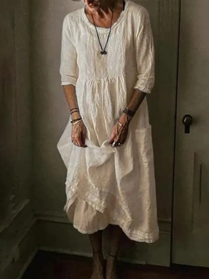 Felesca Women’s Maxi Dress – Cotton Linen Summer Dress with Flowy Relaxed Fit