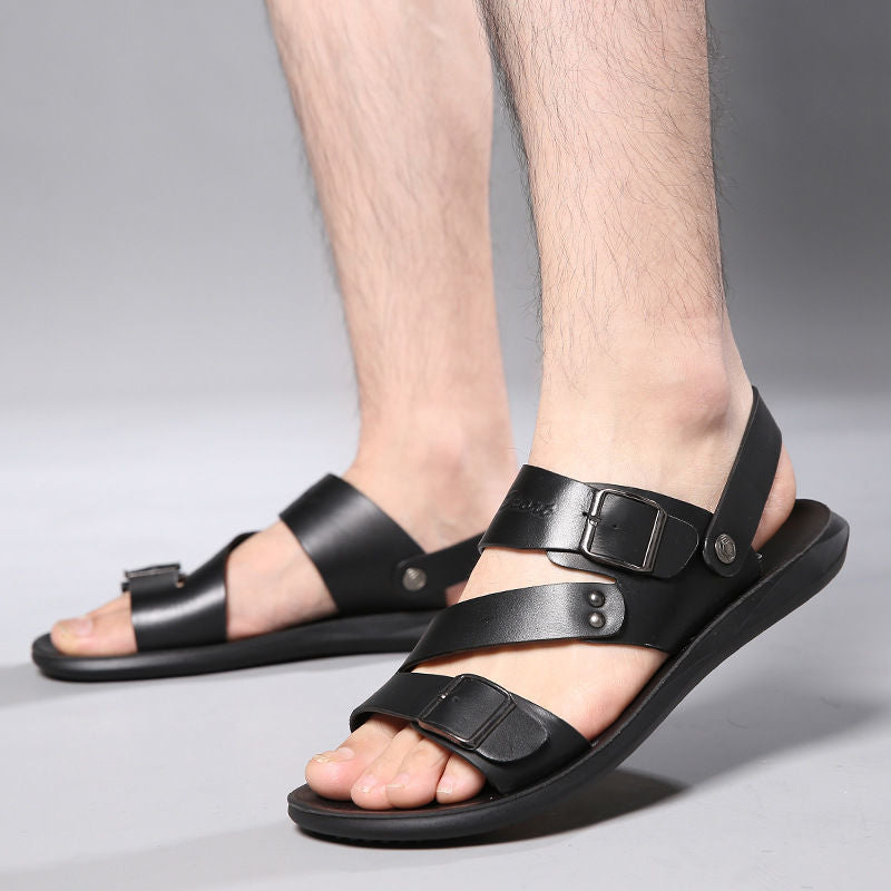 Matteo Men's Leather Sandals – Adjustable Buckle Summer Comfort Sandals