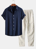 Marta Men's Summer Two-Piece Set – Breathable Linen-Feel Style with Short-Sleeve Design & Easy-Fit Trousers