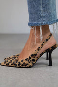 Novalie Women's Pointed-Toe Slingback Heels – Stiletto Pumps with Animal Print & Adjustable Strap