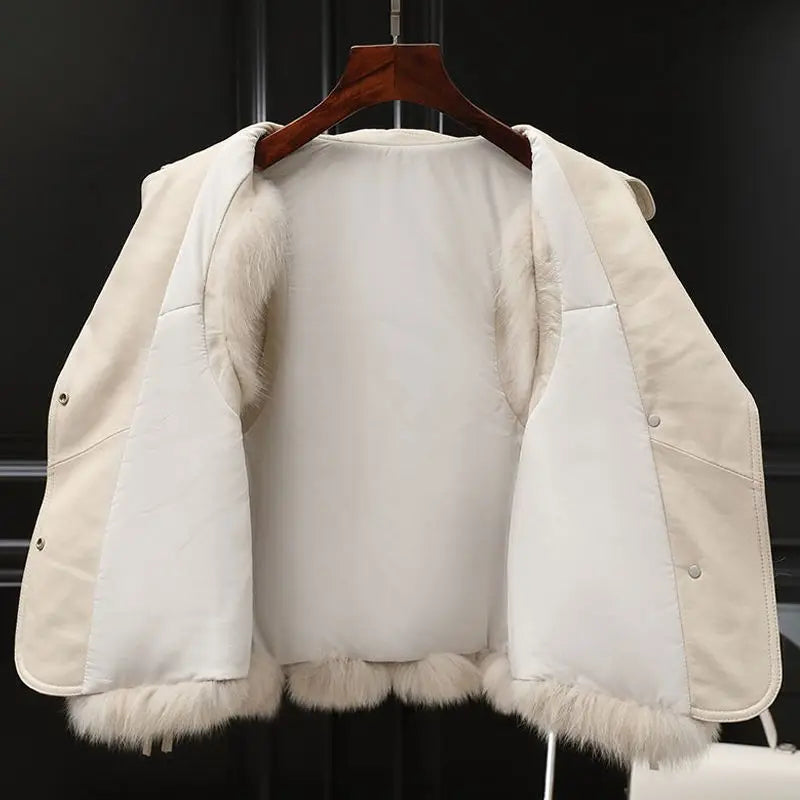 Marlowe Women's Faux Fur Vest with Oversized Lapel Collar & Adjustable Waist