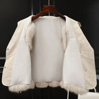 Marlowe Women's Faux Fur Vest with Oversized Lapel Collar & Adjustable Waist