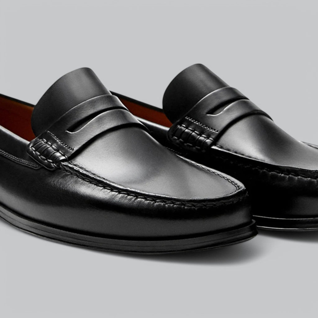 Hugo Men's Leather Loafers – Slip-On Dress Shoes with Rubber Sole