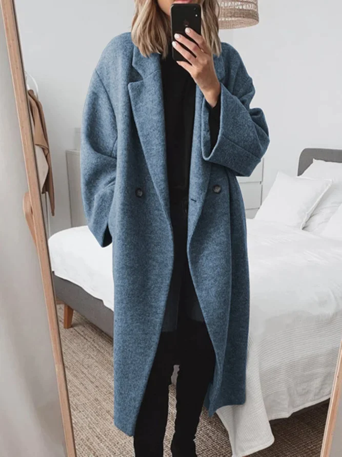 Estelle Women's Oversized Wool Blend Coat – Elegant Long Winter Coat