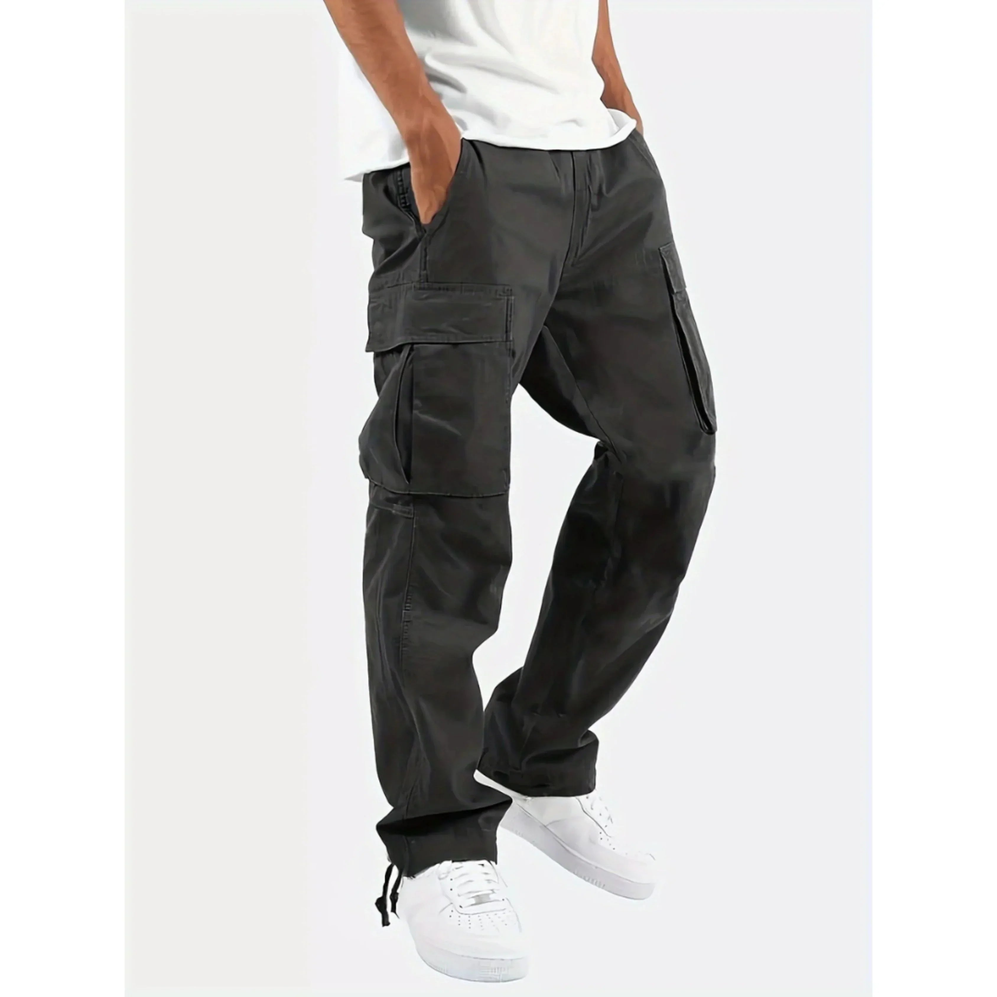 Evander Men's Straight-Leg Cargo Trousers with Relaxed Fit & Utility Pocket Design