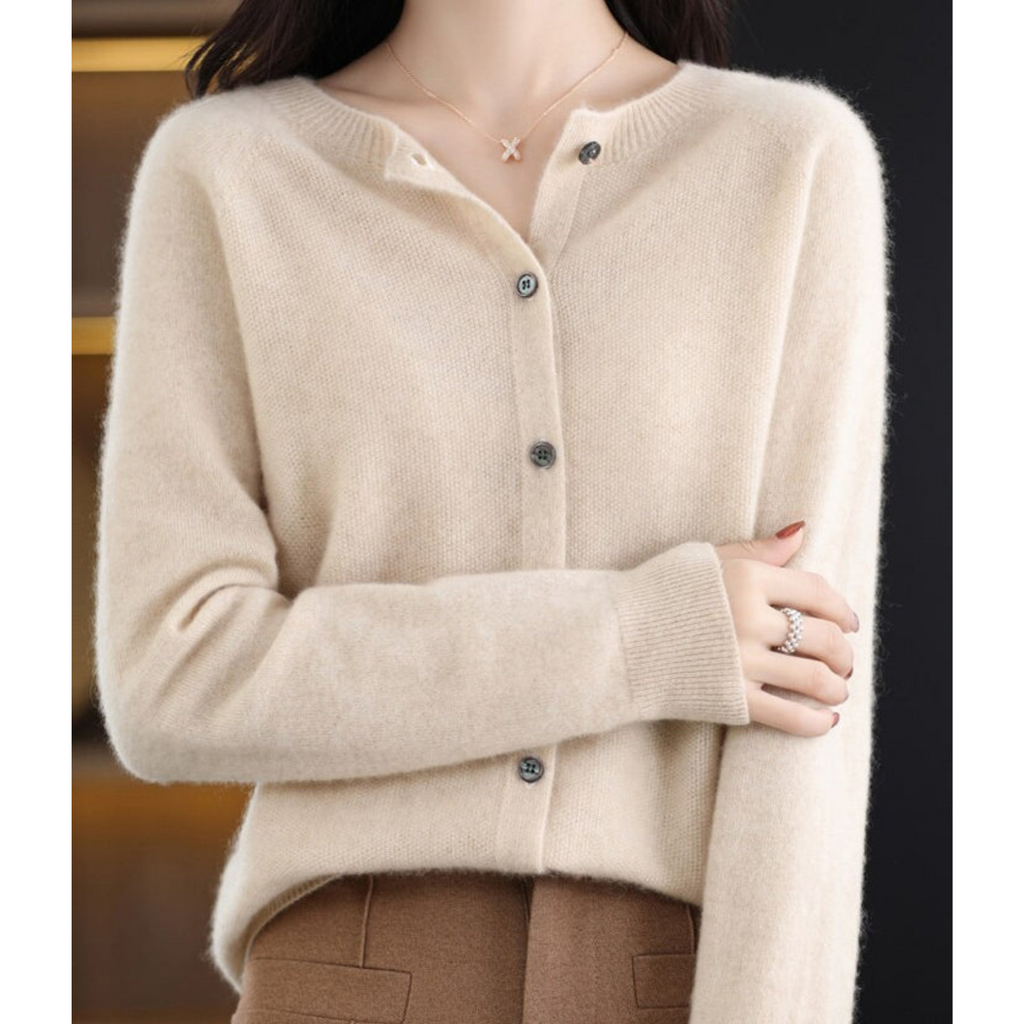 Thomas Women's Cardigan – Sophisticated Gentle Merino Wool & Cashmere Cardigan with Crewneck
