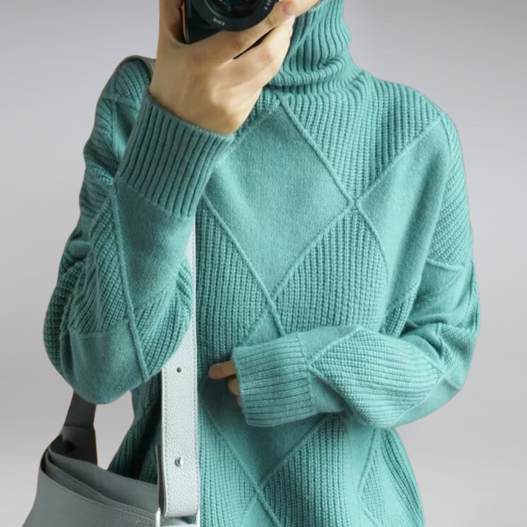 Myla Women’s Cashmere Turtleneck Sweater – Soft Warm Knit Jumper for Winter