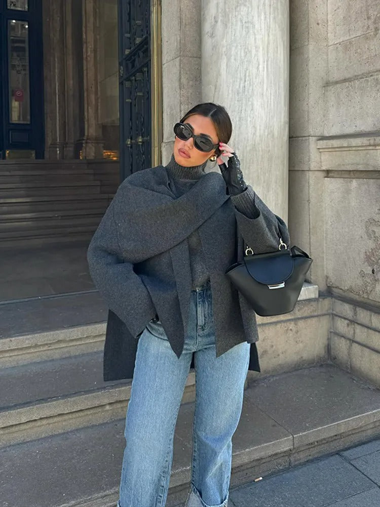 Cyril Women's Poncho – Asymmetric Wool Design, Chic and Perfect for Winter Warmth