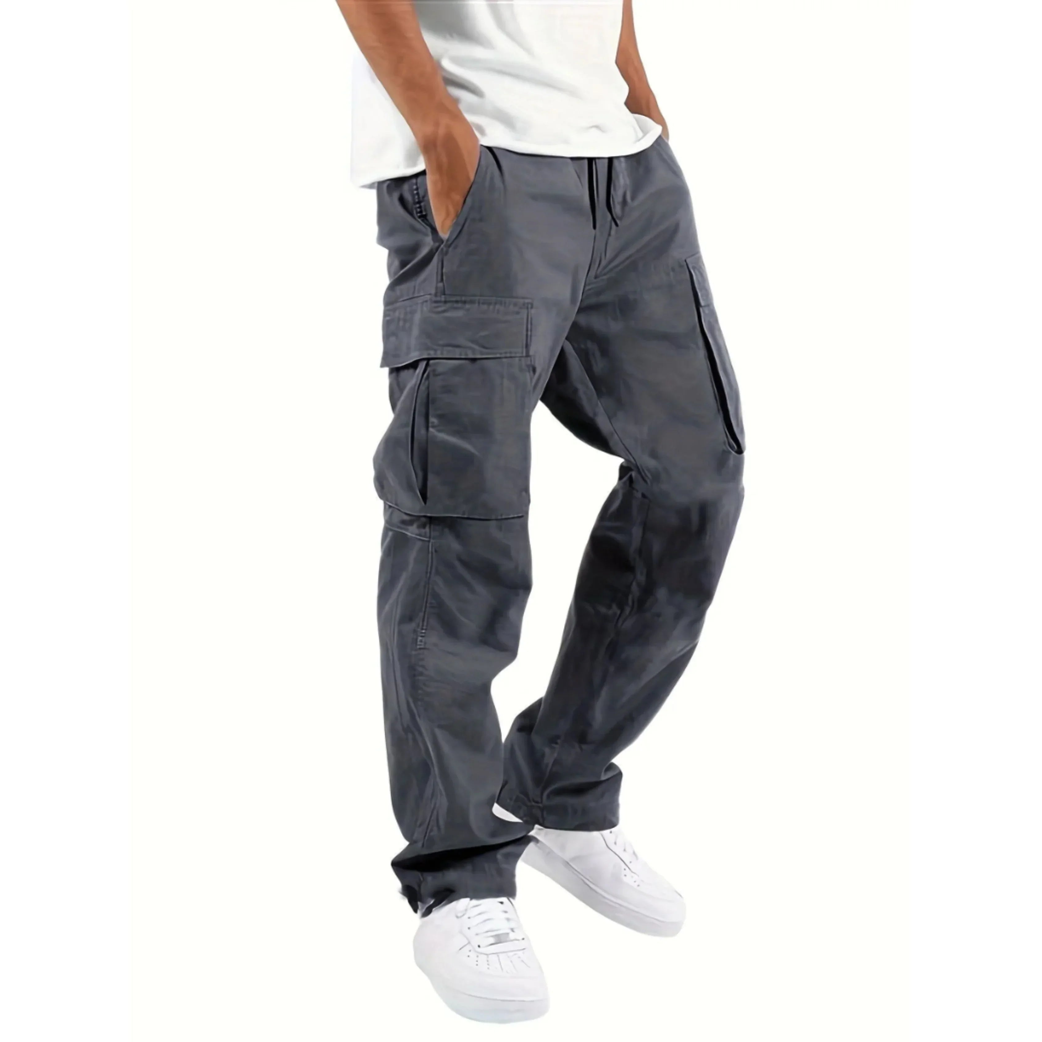 Evander Men's Straight-Leg Cargo Trousers with Relaxed Fit & Utility Pocket Design