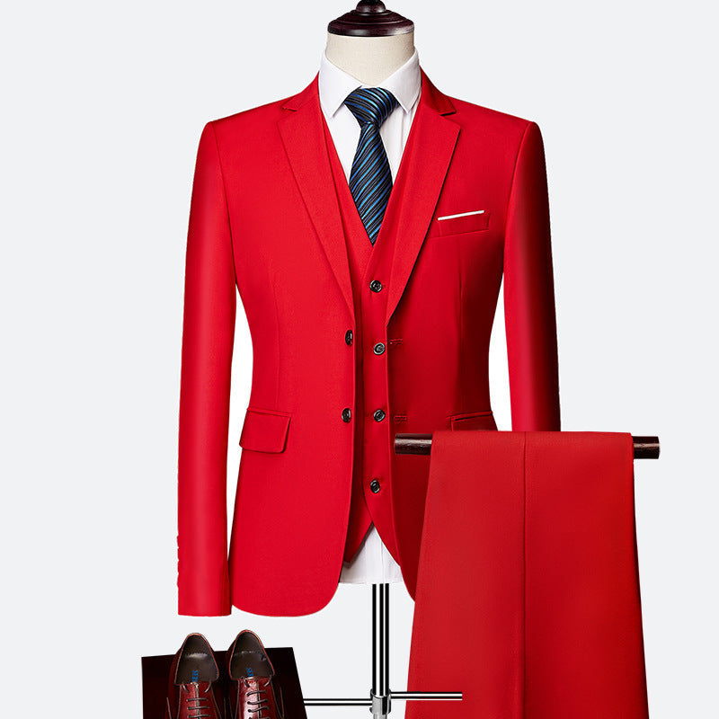 Vincent Men's 3-Piece Suit – Slim Fit Formal Suit with Vest for Weddings & Business