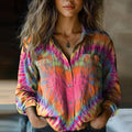 Janine Women's Vintage Printed Blouse – Relaxed Fit Boho Chic Top