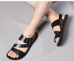Antonio Men’s Leather Sandals – Adjustable Buckle Summer Sandals with Comfort Sole