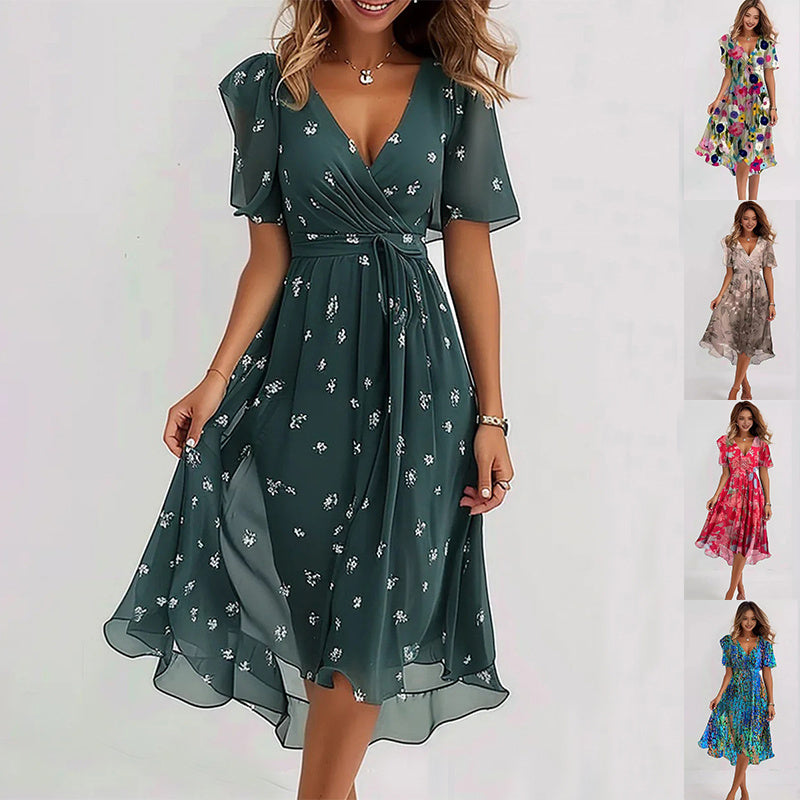 Ainsley Women's Floral Midi Dress – Flattering Silhouette with Breathable Fabric & Vibrant Print