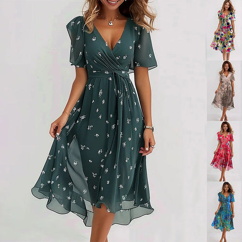 Ainsley Women's Floral Midi Dress – Flattering Silhouette with Breathable Fabric & Vibrant Print