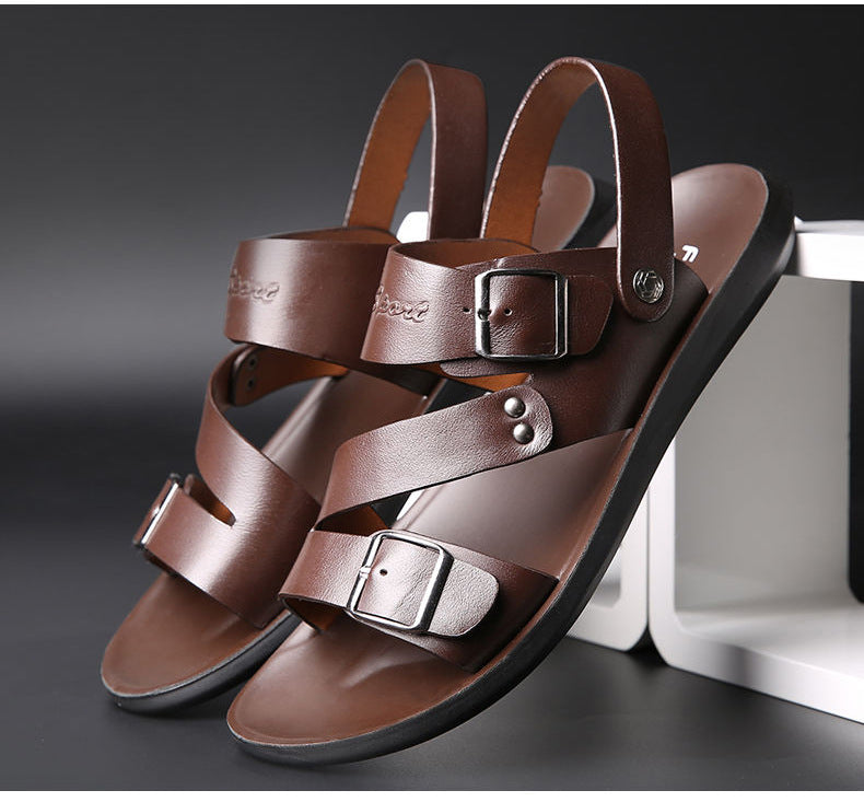 Matteo Men's Leather Sandals – Adjustable Buckle Summer Comfort Sandals