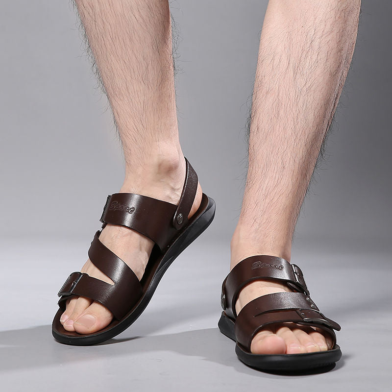 Matteo Men's Leather Sandals – Adjustable Buckle Summer Comfort Sandals