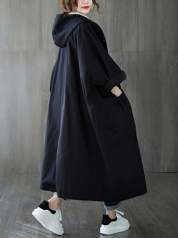 Tara Women's Trench Coat – Long With Hood Coat with an Sophisticated Fit for Rainy Days
