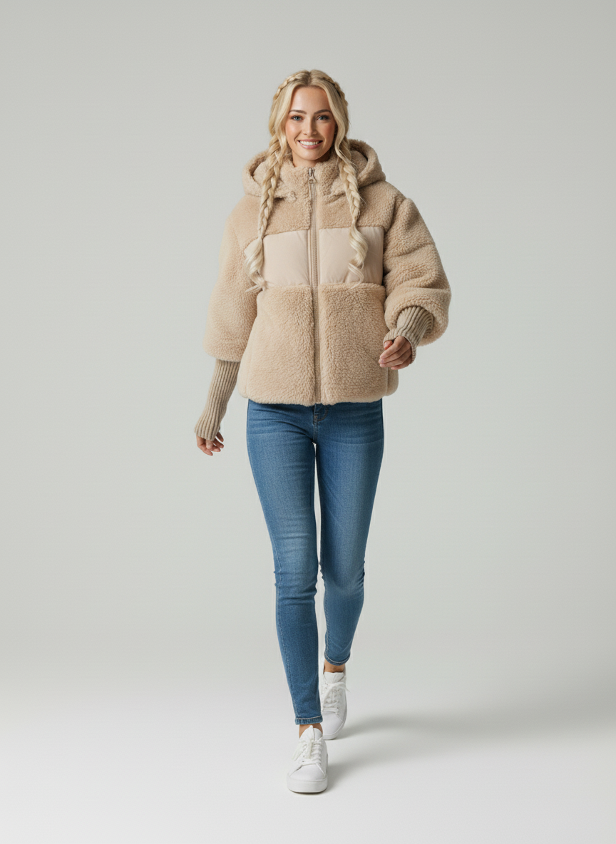 Harper Women's Quilted Puffer Jacket – Warm Winter Coat with Knit Collar & Cuffs
