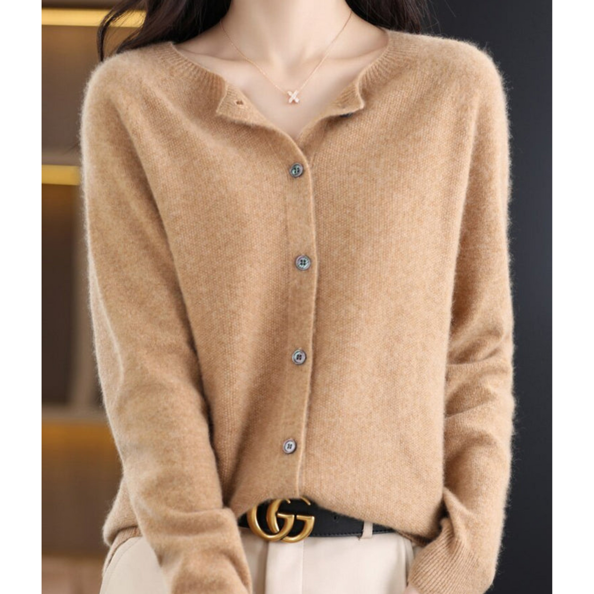 Thomas Women's Cardigan – Sophisticated Gentle Merino Wool & Cashmere Cardigan with Crewneck