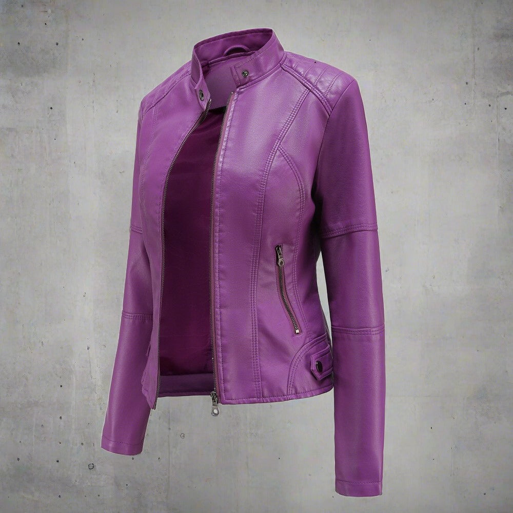 Katie Women's Leather Jacket – Sophisticated Regular Fit with Zippered Handy Pockets & Zip Closure