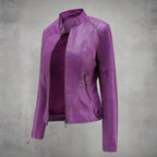 Katie Women's Leather Jacket – Sophisticated Regular Fit with Zippered Handy Pockets & Zip Closure