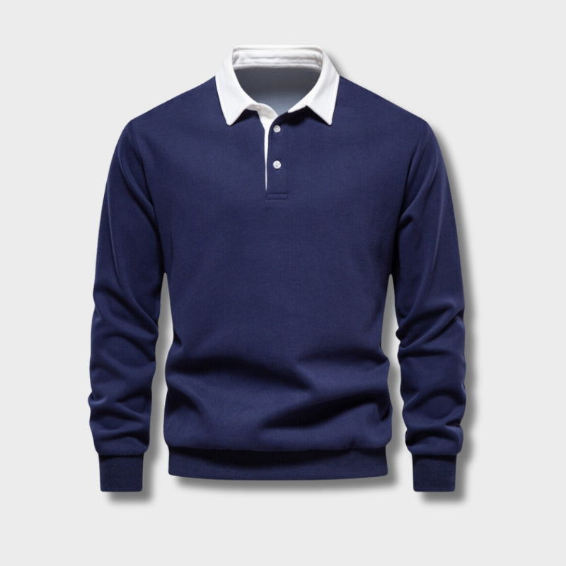 Gareth Men's Polo Sweater – Long-Sleeve Breathable Knit with a Classic Collar & Timeless Style