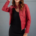Katie Women's Leather Jacket – Sophisticated Regular Fit with Zippered Handy Pockets & Zip Closure
