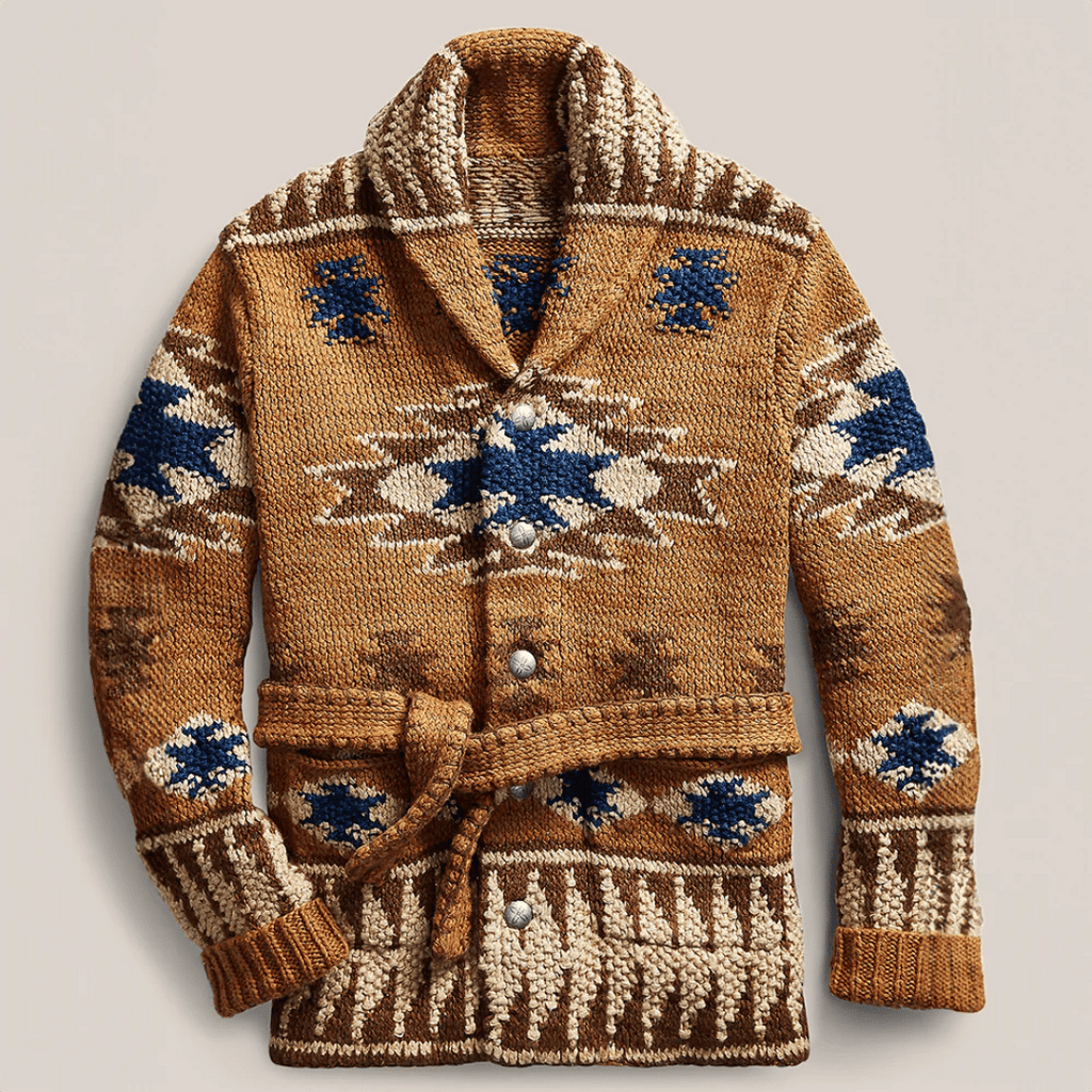 Idris Men's Jacquard Knit Cardigan – Soft Button-Up Sweater with Heritage-Inspired Style