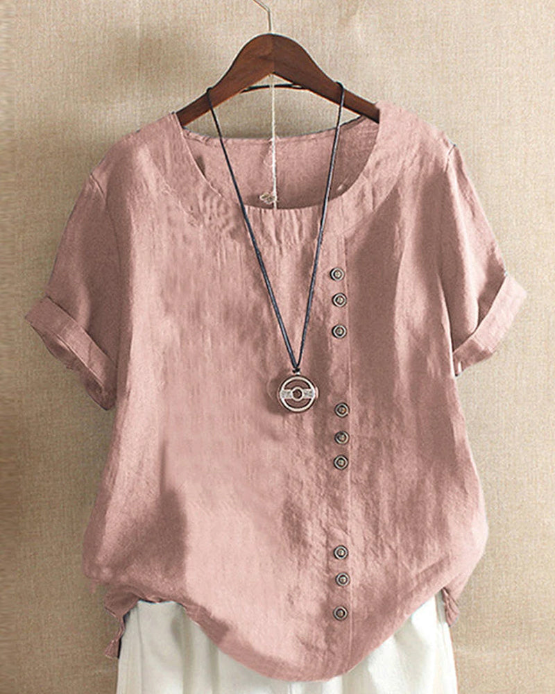 Sonia Women's Blouse – Lightweight Linen Blouse with Button-Up Front & Effortless Natural Look