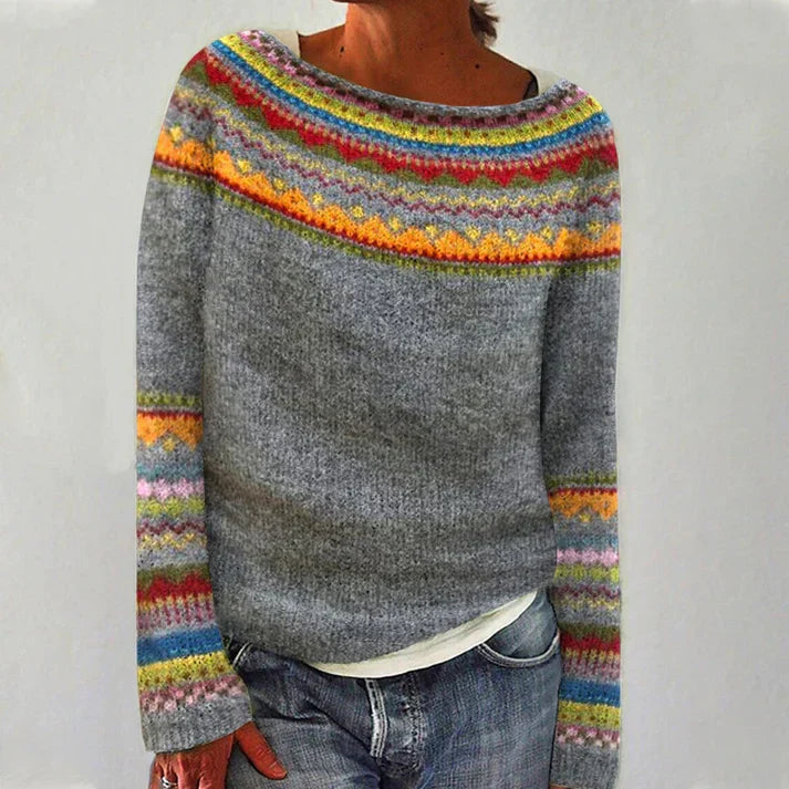 Vivienne Women's Retro Knit Sweater – Soft Long Sleeve Pullover with Timeless Autumn Style
