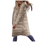 Maëlle Women's Long Puffer Coat – Warm Hooded Winter Jacket with Slim Silhouette