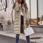Maëlle Women's Long Puffer Coat – Warm Hooded Winter Jacket with Slim Silhouette
