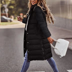 Maëlle Women's Long Puffer Coat – Warm Hooded Winter Jacket with Slim Silhouette