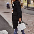 Evie Women’s Long Puffer Coat – Warm Quilted Winter Jacket with Adjustable Hood