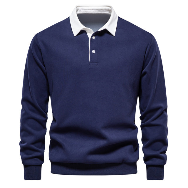 Gareth Men's Polo Sweater – Long-Sleeve Breathable Knit with a Classic Collar & Timeless Style