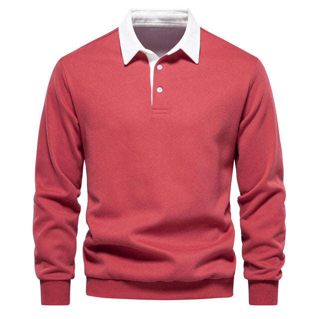 Adrian Men's Long Sleeve Polo Sweater – Breathable Classic Knit Pullover