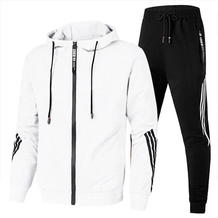 Roland Men’s Tracksuit – Zip-Up Hoodie & Joggers Set with Modern Striped Details