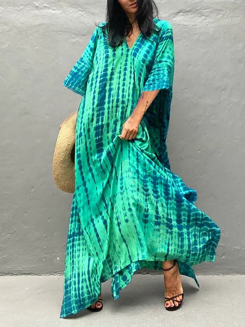 Janne Women’s Maxi Caftan Dress – Boho Beach Dress with Flowy Relaxed Fit