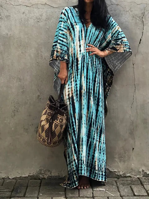 Amélie Women's Boho Caftan Maxi Dress – Lightweight Flowy Summer Beach Dress