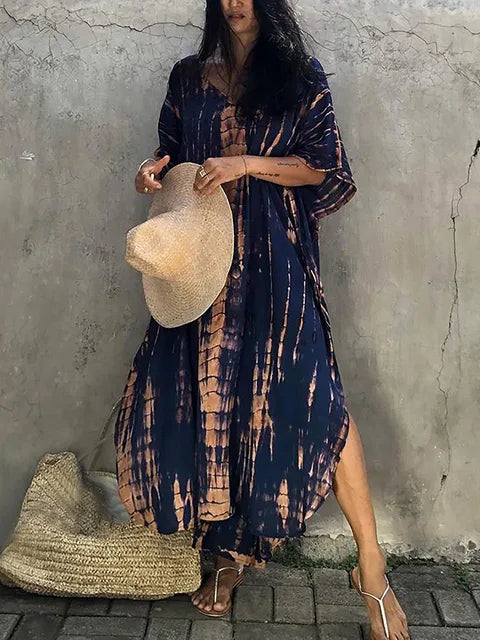 Janne Women’s Maxi Caftan Dress – Boho Beach Dress with Flowy Relaxed Fit