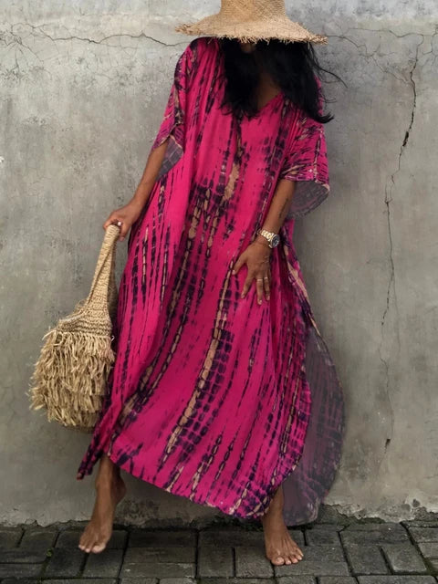 Amélie Women's Boho Caftan Maxi Dress – Lightweight Flowy Summer Beach Dress