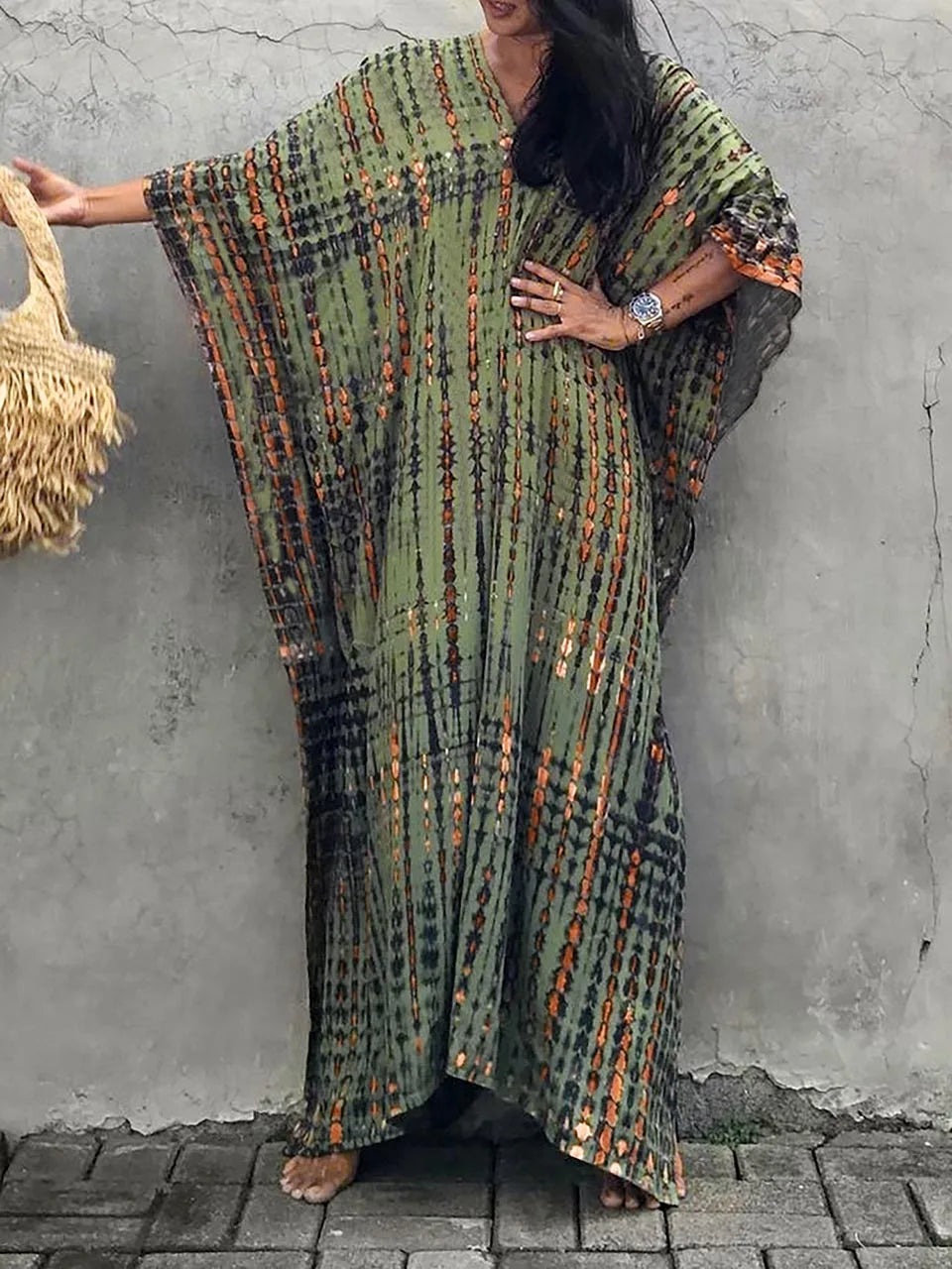 Amélie Women's Boho Caftan Maxi Dress – Lightweight Flowy Summer Beach Dress