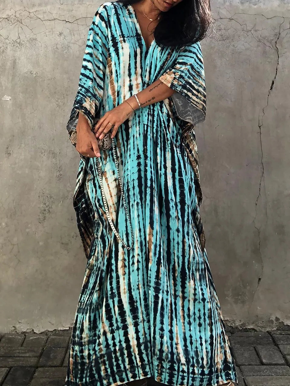 Janne Women’s Maxi Caftan Dress – Boho Beach Dress with Flowy Relaxed Fit