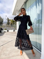 Christine Refined Women's Dress – Lace Dress with Full-Length Sleeves for a Chic Night Out