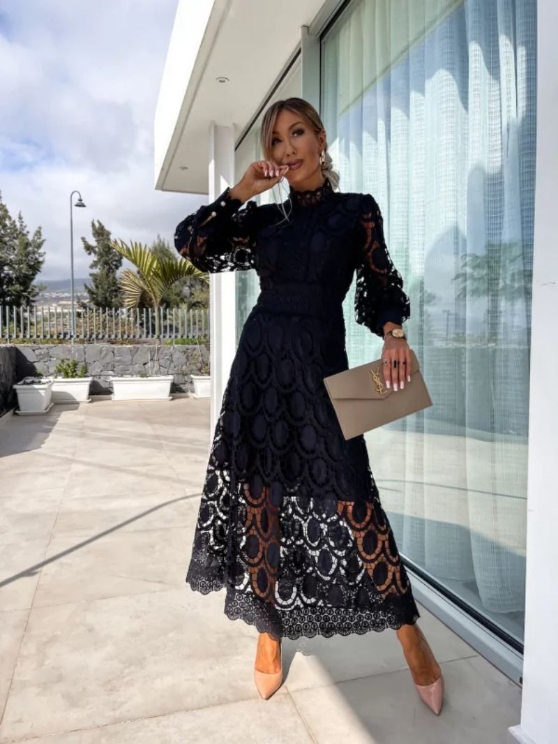 Christine Refined Women's Dress – Lace Dress with Full-Length Sleeves for a Chic Night Out