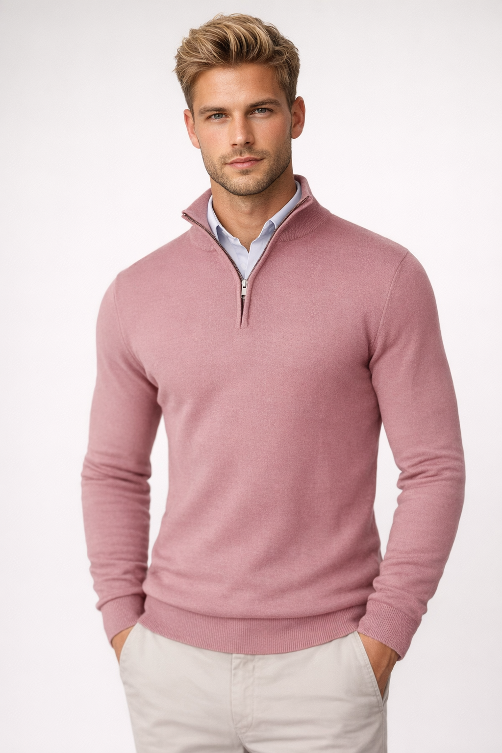 Killian Men’s Half-Zip Sweater – Soft Knit Jumper with Modern High Collar Design
